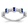 1 Ct Blue Princess-Cut Sapphire Diamond Channel 14k White Gold Fancy Ring