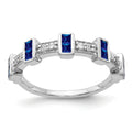 1 Ct Blue Princess-Cut Sapphire Diamond Channel 14k White Gold Fancy Ring by Fine Color Jewels