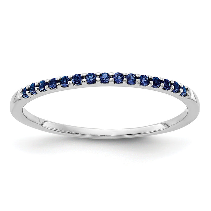 0.24 Ct Round Blue Sapphire Prong White Gold Half Eternity Ring by Fine Color Jewels