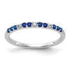 0.3 Ct Round Blue Sapphire and Diamond White Gold Pave Half Eternity Ring