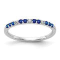 0.3 Ct Round Blue Sapphire and Diamond White Gold Pave Half Eternity Ring by Fine Color Jewels