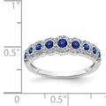 0.86 Ct Round Blue Sapphire & Diamond Prong 14K White Gold Eternity Halo Ring by Fine Color Jewels