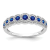 0.86 Ct Round Blue Sapphire & Diamond Prong 14K White Gold Eternity Halo Ring