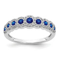 0.86 Ct Round Blue Sapphire & Diamond Prong 14K White Gold Eternity Halo Ring by Fine Color Jewels