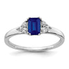 0.68 Ct Emerald Cut Blue Sapphire & Diamond Prong 14K White Gold Cluster Ring