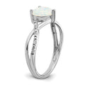14k White Gold Created Opal and Diamond Pave Heart Ring by Fine Color Jewels