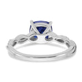 1.96 Ct Cushion Blue Created Sapphire & Diamond Prong Silver Infinity Twisted Ring by Fine Color Jewels
