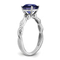 1.96 Ct Cushion Blue Created Sapphire & Diamond Prong Silver Infinity Twisted Ring by Fine Color Jewels