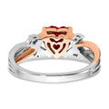 14k Two Tone Heart Created Gemstone & Diamond ring by Fine Color Jewels