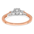 10k Rose Gold Lab Diamond Three Stone Pave Engagement Ring 3/4 carat by Fine Color Jewels