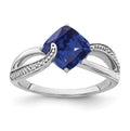 2.5 Ct Cushion Blue Created Sapphire With Diamond Silver Infinity Bypass Ring by Fine Color Jewels