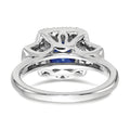 2 Ct Cushion Blue Created Sapphire & Lab Diamond Prong 10K White Gold Halo Ring by Fine Color Jewels