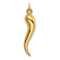 14k Yellow Gold Hollow 3-D Italian Horn Charm Pendant by Fine Color Jewels