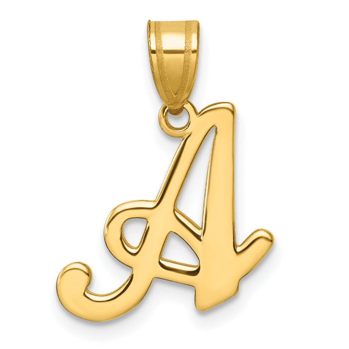 14k Gold Script Initial Charm Pendant by Fine Color Jewels