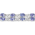 11.88 Ct Oval Violet Tanzanite Prong Sterling Silver Two Row X-Link Crossover Bracelet by Fine Color Jewels