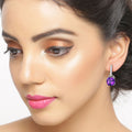 3.60 Ct Cushion Purple Amethyst & Lab Diamond Prong Silver Dangle Earrings by Fine Color Jewels