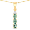 0.42 Ct Genuine Oval Alexandrite and Diamond 18K Yellow Gold 3 Stone Pendant