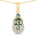 0.63 Ct Genuine Oval Alexandrite and Diamond 18K Yellow Gold Cocktail Pendant by Fine Color Jewels