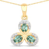 0.55 Ct Genuine Oval Alexandrite and Diamond 18K Yellow Gold Floral Pendant