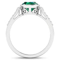 1.53 Ct Oval Green Zambian Emerald & Diamond Prong 14K Gold Bridge Ring by Fine Color Jewels