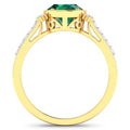 1.53 Ct Oval Green Zambian Emerald & Diamond Prong 14K Gold Bridge Ring by Fine Color Jewels