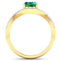 1 Ct Oval Green Zambian Emerald Diamond Prong 14K Gold Crossover Ring by Fine Color Jewels