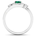 0.70 Ct Oval Green Zambian Emerald & Lab Diamond Prong 14K Gold Bypass Halo Ring by Fine Color Jewels