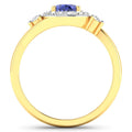0.70 Ct Oval Green Zambian Emerald & Lab Diamond Prong 14K Gold Bypass Halo Ring by Fine Color Jewels