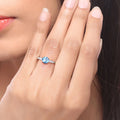 1.20 Ct Round Swiss Blue Topaz and Lab Diamond Prong Silver Five Stone Ring by Fine Color Jewels