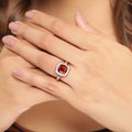 2 Ct Cushion Yellow Madeira Citrine and Lab Diamond Prong Silver Halo Ring by Fine Color Jewels