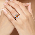 1.05 Ct Pear Yellow Madeira Citrine and Lab Diamond Prong Silver Halo Ring by Fine Color Jewels