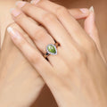 1.10 Ct Pear Green Peridot & Lab Diamond Prong Silver Halo Engagement Ring by Fine Color Jewels