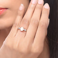 0.85 Ct Cushion White Ethiopian Opal and Lab Diamond Silver Cocktail Ring by Fine Color Jewels