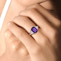 1.45 Ct Cushion Purple Amethyst Lab Diamond Prong Silver Bridge Ring by Fine Color Jewels