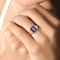 2.40 Ct Cushion Red Mozambique Garnet and Lab Diamond Prong Silver Bridge Ring by Fine Color Jewels
