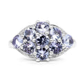 2.07 Ct Round Violet Tanzanite Prong Silver Cluster Ring by Fine Color Jewels