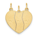 10k 3 piece Break-apart Big Sis, Sis and Lil Sis Charm Pendant by Fine Color Jewels