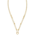 Double Layer Circle 14K Yellow Gold Cable Chain Necklace by Fine Color Jewels