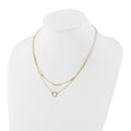 Double Layer Circle 14K Yellow Gold Cable Chain Necklace by Fine Color Jewels