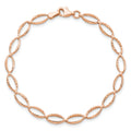 14k Rose Gold Diamond-Cut Open Marquise Fancy Link Lobster Clasp Chain Bracelet by Fine Color Jewels