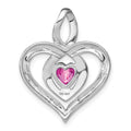 Lab Created Sapphire and Diamond Heart In Heart Pendant by Fine Color Jewels