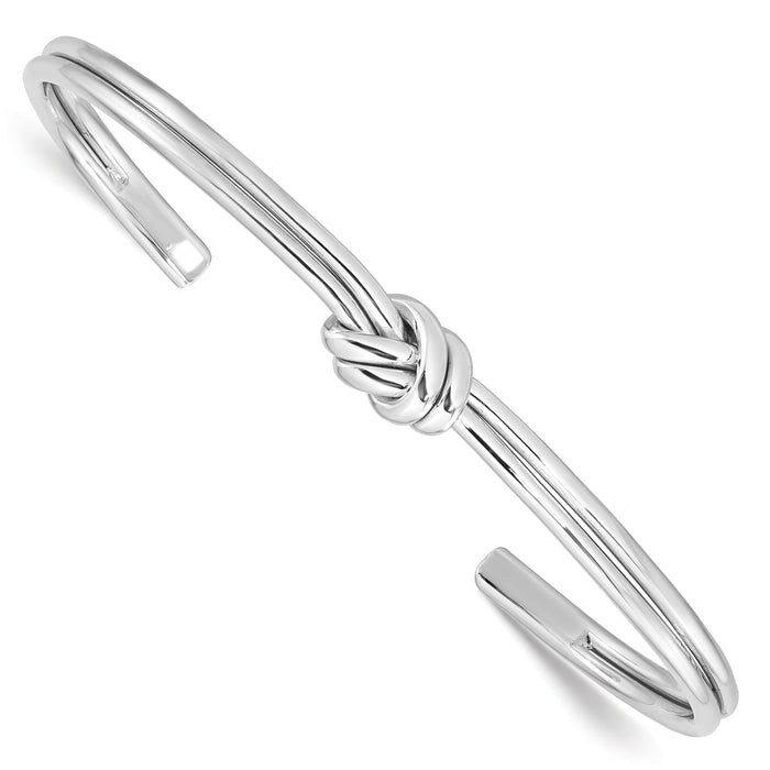 Sterling Silver Knot Cuff Bangle Bracelet by Fine Color Jewels