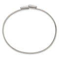 Tapered Baguette White Cubic Zirconia Bezel Sterling Silver Open Bypass Slip-On Bangle Bracelet by Fine Color Jewels
