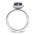 Pear Shaped Created Sapphire Sterling Silver Teardrop Halo Pave Engagement Ring by Fine Color Jewels