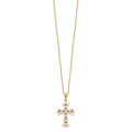 Silver Natural Diamond and Ruby Cross Necklace by Fine Color Jewels