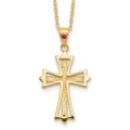 Silver Natural Diamond and Ruby Cross Necklace by Fine Color Jewels
