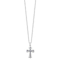 Sterling Silver Natural Diamond and Sapphire Cross Necklace by Fine Color Jewels
