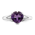1.40 Ct Heart Purple Amethyst Prong Silver Solitaire Promise Ring by Fine Color Jewels