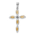 Sterling Silver Natural Citrine and Diamond Pendant by Fine Color Jewels