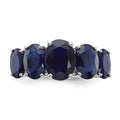 4.75 Ct Oval Blue Lab Created Sapphire Prong Rhodium-Plated Silver Five Stone Ring by Fine Color Jewels